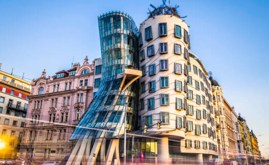 Dancing House (called Ginger and Fred) in New Town in Prague (UN