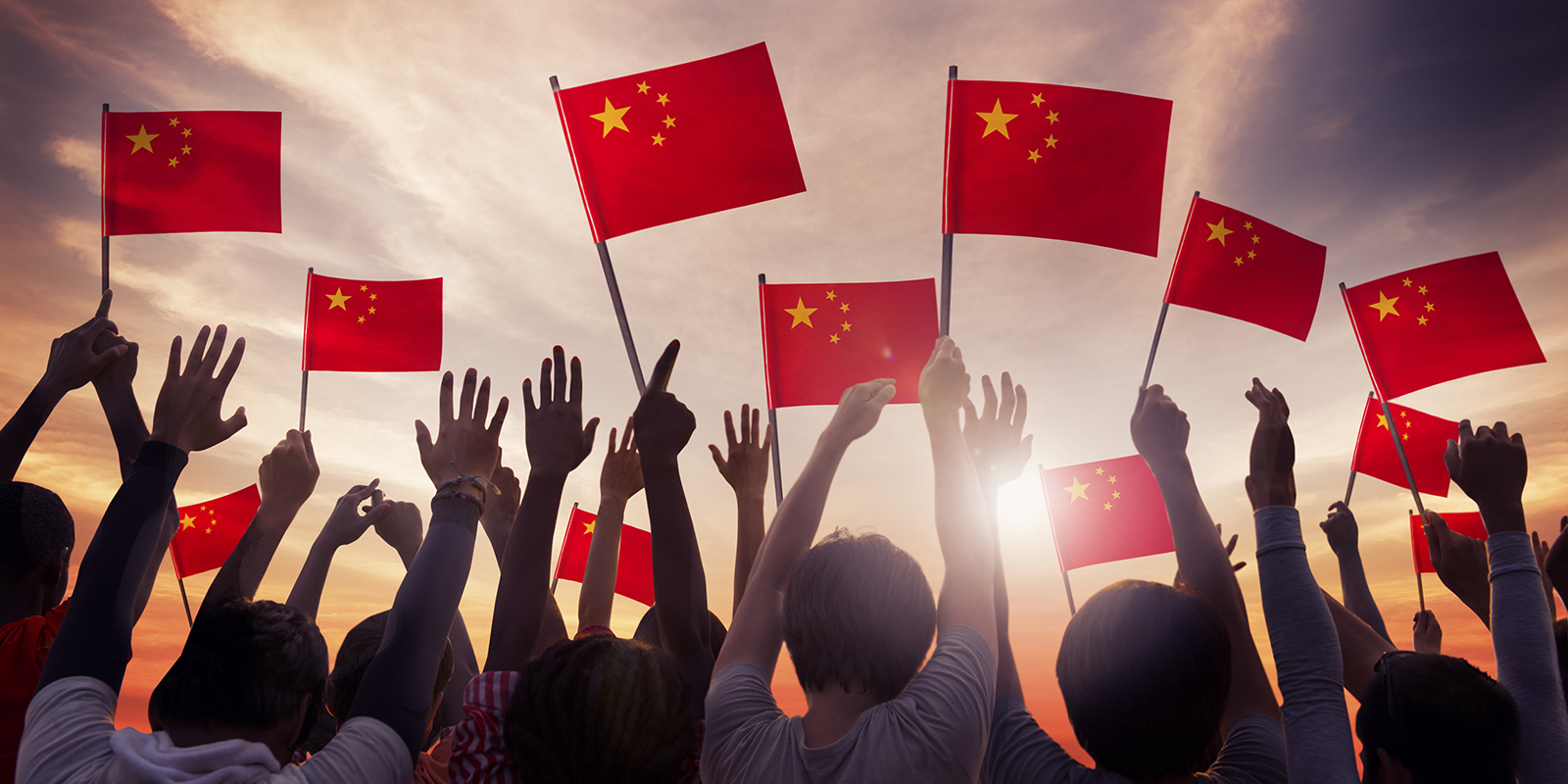 Group of People Holding National Flags of China