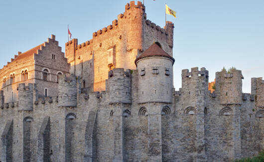 Gravensteen ("Castle of the Counts") during golden hour in Ghent