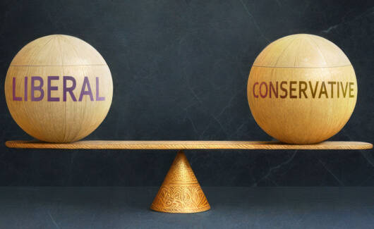 Liberal and Conservative in balance - a metaphor showing the imp