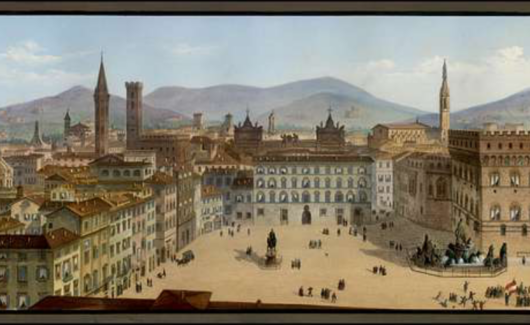 gouache van de Piazza della Signoria in Firenze