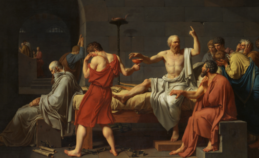 schilderij van Jean-Louis David: Socrates die de gifbeker aanneemt
