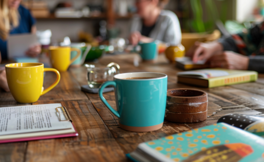 kopjes koffie op een tafel
