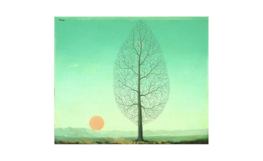 schilderij van Magritte met boom en zon