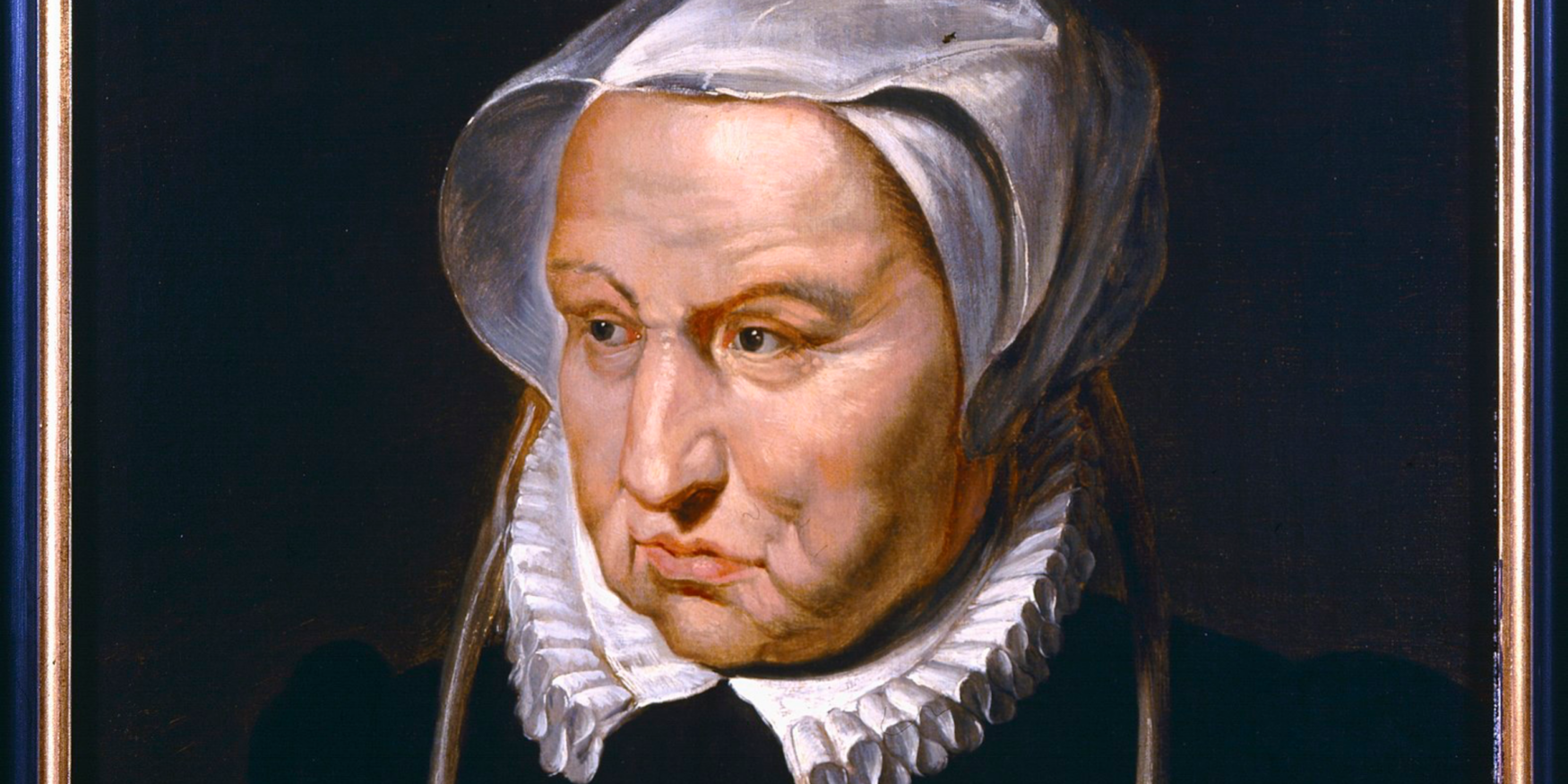 portret van een zakenvrouw in het museum Plantin-Moretus