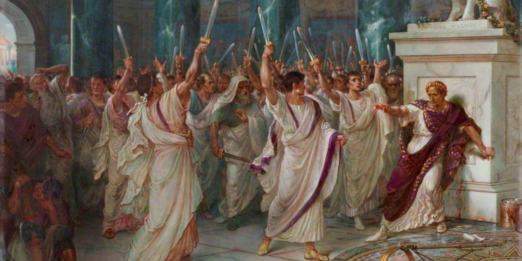 schilderij 'de moord op Julius Caesar'