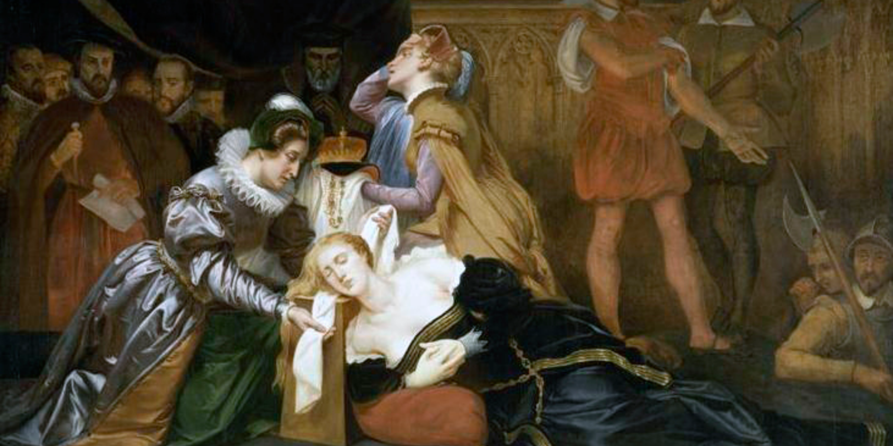 afbeelding van het schilderij 'De onthoofding van Maria I van Schotland' door Abel de Pujol